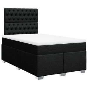vidaXL cama box spring con colchón tela negro 120x190 cm