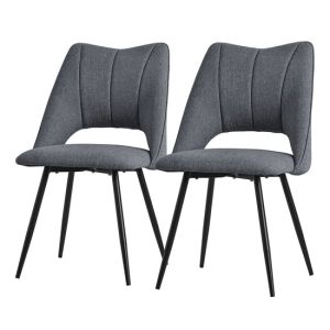 Juego de 2x sillas de comedor sillón tapizado  gris de poliéster