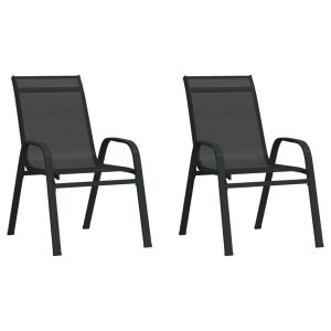 vidaXL sillas de jardín apilables 2 unidades textilene negro