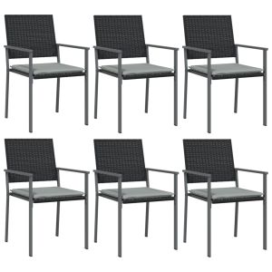 vidaXL sillas jardín cojines 6 uds ratán sintético negro 54x62,5x89 cm