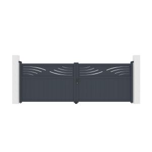 Puerta batiente regulable ancho 4m halti h.140cm aluminio gris