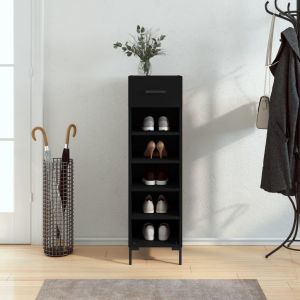 Zapatero madera de ingeniería negro 30x35x105 cm esxt9209