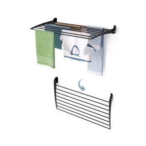 Tendedero ropa pared retráctil, 102 cm, foxydry fold down, negro