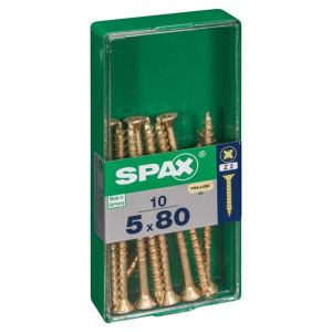 Caja 10 uds. Tornillo madera spax cab. Plana yellox 5,0x80mm