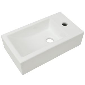 vidaXL lavabo con agujero grifo rectangular cerámica 46x25,5x12 blanco