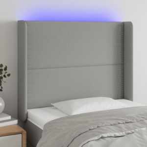 Cabecero con LED de tela gris claro 93x16x118/128 cm eso8945