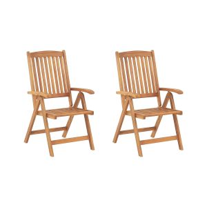 Conjunto de 2 sillas de jardín java madera de acacia marrón claro