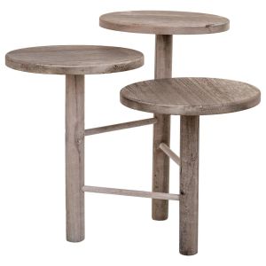 Soporte de madera para 3 macetas blanco d25x40/35/30