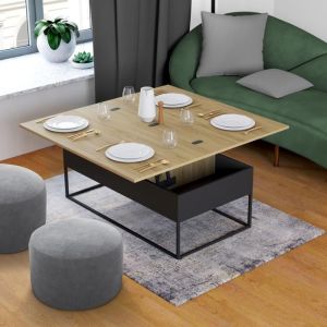 Mesa baja convertible - 2 en 1 - industrial - 100 cm