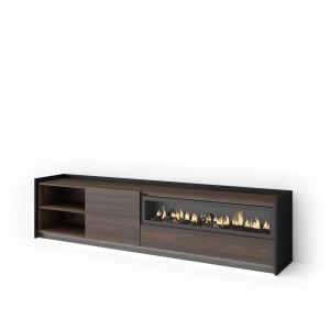 Mueble tv, 207x37x50cm, chimenea eléctrica, LED rf4884