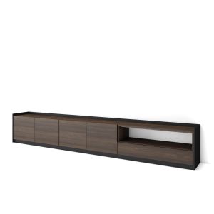 Mueble tv, 310x50x37cm, roble oscuro y negro rf4304