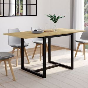 Mesa de comedor extensible de madera y metal - 80-160 cm