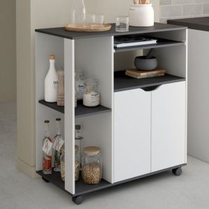 Carrito de cocina blanco con ruedas - 76 cm