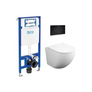 Roca duplo pl10 negro mate + wc kp round smart 52