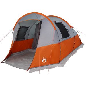 vidaXL tienda de camping con túnel 4 personas impermeable gris naranja