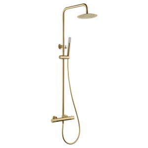 Conjunto ducha termostático line oro cepillado-imex