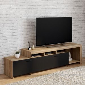 Mueble tv moderno malo madera y negro - 180 cm