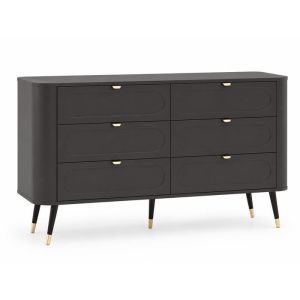 Comoda - 3xe living - 138,2 x 40 x 79,7 cm - 6 cajones - negro - panel mela