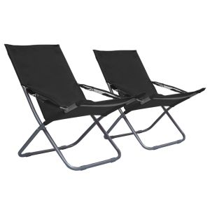 vidaXL sillas de playa plegables 2 unidades tela negro