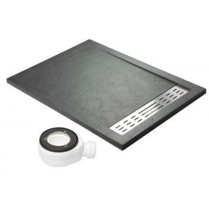 Plato de ducha premium grafito - 80x140cm - resina con cargas minerales