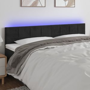 Cabecero con LED de terciopelo negro 200x5x78/88 cm eso3043