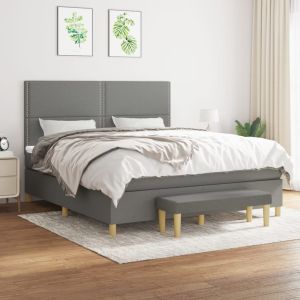 Cama box spring con colchón tela gris oscuro 180x200 cm es4113