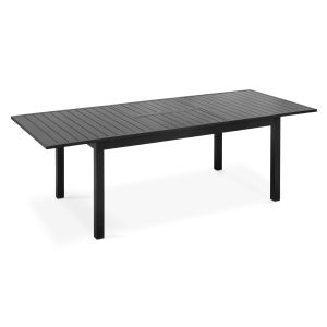Oviala - mesa de jardín extensible de aluminio negro