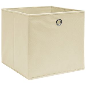 vidaXL cajas de almacenaje 4 uds tela no tejida crema 28x28x28 cm