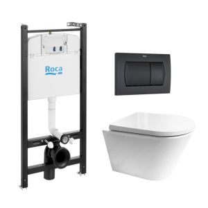 Pack cisterna roca active y pulsador negro mate con wc orion env de kp