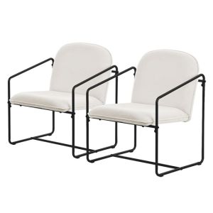 Set 2 sillones beige con patas negras asiento para salón comedor