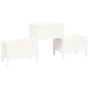 vidaXL jardinera de madera de pino maciza blanca 178,5x44x75 cm