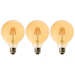 Pack x3 bombilla LED globo g125 E27 filamento 8w 700lm. Luz cálida 2700k