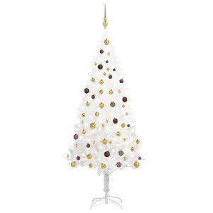 vidaXL árbol de navidad preiluminado con luces y bolas blanco 210 cm