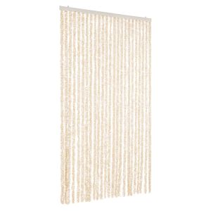 vidaXL cortina antimoscas chenilla beige y blanco 100x220 cm