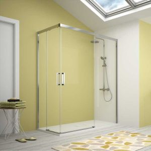 Mampara esquina 2 fijos 80  cm + 2 puertas correderas 120 cm s400