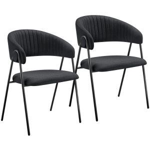 2 sillas de comedor de tejido acolchado 60 x 58 x 85 cm negro