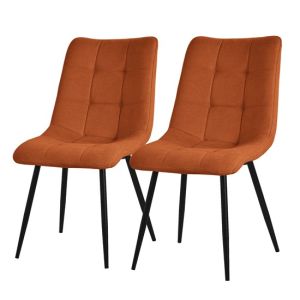 Set de 2 sillas de comedor color naranja asiento acolchado