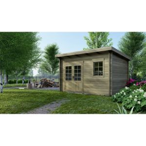 Caseta de jardín de madera 12 m2 - 4x3 m - 40 mm - impregnada - dom717