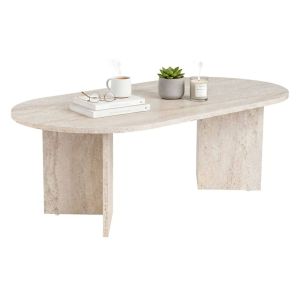 Mesa de centro elain, rectangular, en madera noble beige