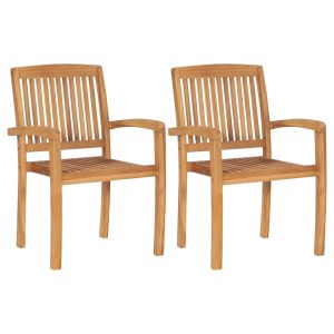 vidaXL sillas de comedor de jardín apilables 2 uds madera maciza teca