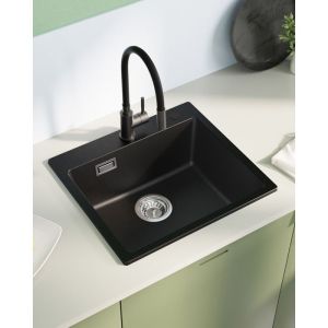 Fregadero de cocina de granito 50x45cm - fregadero de 1 cubo negro