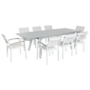 Conjunto de comedor exterior 8 plazas pereta metal gris