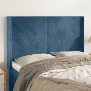 Cabecero con orejas de terciopelo azul oscuro 147x16x118/128 cm eso1503