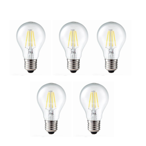 Pack x5 bombilla filamento LED a60 4w  E27 blanco cálido 2700k