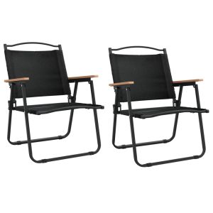 vidaXL sillas de camping 2 uds tela oxford negro 54x55x78 cm
