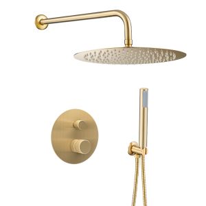 Valaz ducha empotrada pared redonda maneta luxury oro mate - 20cm