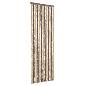 vidaXL cortina antimoscas chenilla marrón oscuro y beige 56x185 cm