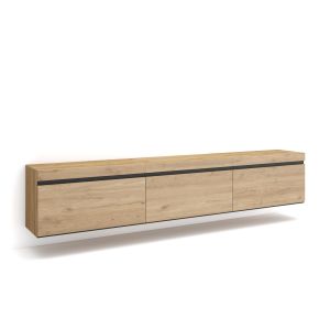 Mueble tv, 240x35x45cm, roble, colgado, suspendido rf3600