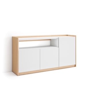 Aparador para salón, 156x37x80cm, blanco y roble soft rf4410