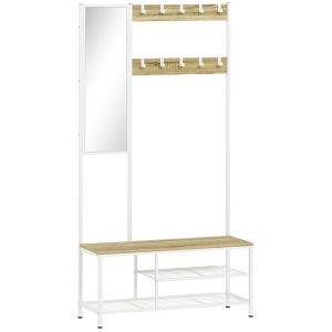 Perchero zapatero 98x34x186 cm color marrón Homcom